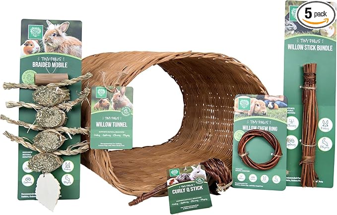 Small Pet Select Tiny Paws Willow Play Pack, for Guinea Pig, Rabbit, Bunny, Toys, Hideout Tunnel, Cage Accessories