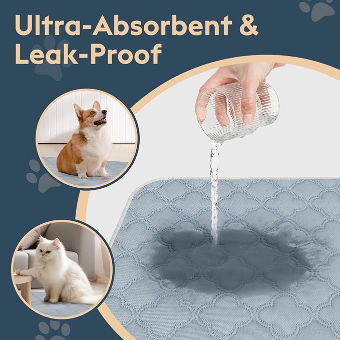 FunFurry Washable Pee Pads for Dogs - 1 Pack Reusable Pee Pads，Waterproof Puppy Pads，Pet Training Pads，Super Absorbent with Dog Paw Shape Non-Slip Backing (Light Grey, 72" X 72" - 1 Pack)