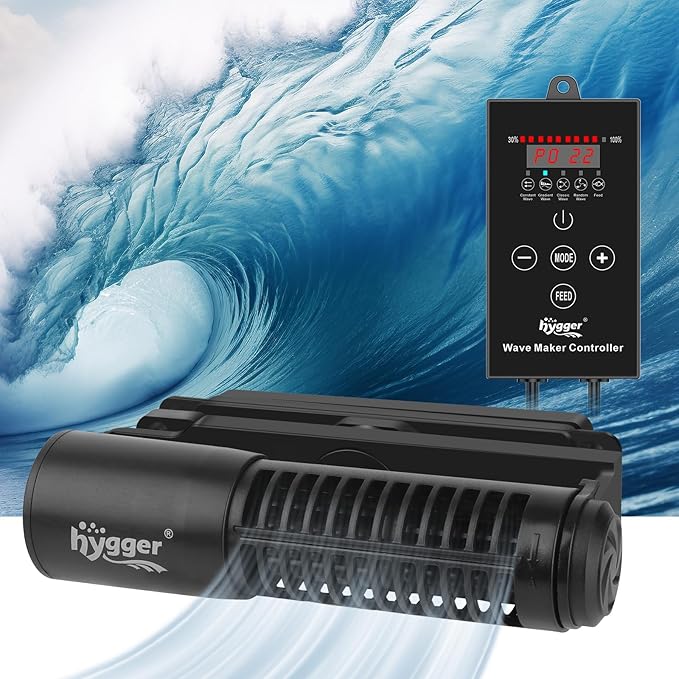 hygger Wave Maker For Aquarium, Magnetic DC 24V 35W Aquarium Powerhead，2640GPH Adjustable Cross Flow Pump with LED Display Controller, Wavemaker For Freshwater Marine Reef Aquariums 85-160 Gallon