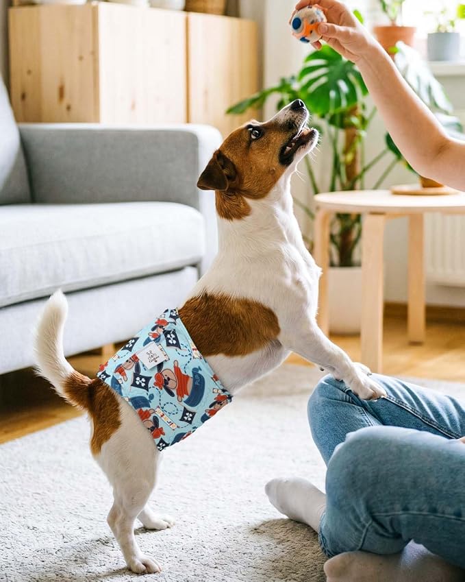 CuteBone Dog Diapers Male 4 Pack Puppy Wraps Reusable Doggie Belly Bands for Male Dogs Small Medium Large