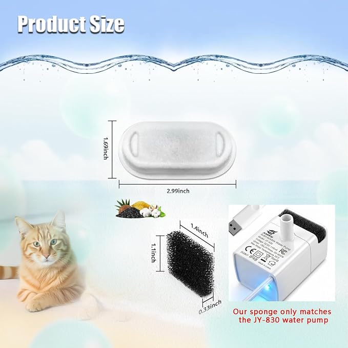 Cat Water Fountain Filter, 4 Pack Cat Fountain Filter Replacement for 108oz/3.2L & 74oz/2.2L Stainless Steel cat Water Dispenser, Pet Fountain Filters Replacement