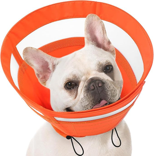 SAWMONG Soft Cone for Dogs – Small Dog Recovery Collar, Adjustable E-Collar to Stop Licking After Surgery (S, Orange)