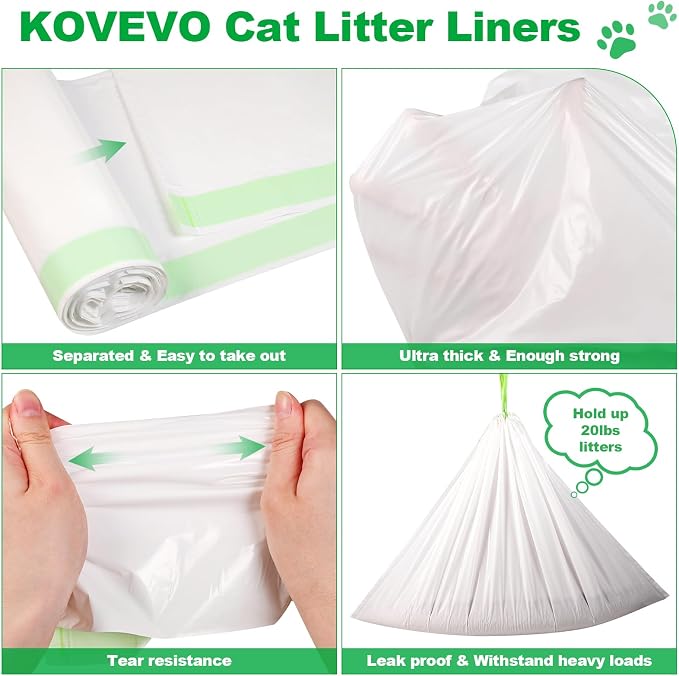 100 Pack Jumbo Cat Litter Bags - 3MIL Extra Thick Heavy Duty Cat Litter Box Liners, 36"x19" Drawstring Large Cat Litter Liners for Litter Boxes, Easy Clean Up Kitty Litter Liner XL