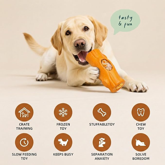 2 Pack Dog Toys for Aggressive Chewers, Interactive Indestructible Dog Toys with Frozen Treat Function, Durable Dog Puzzle Toy for Large & Medium Dogs, Reduces Anxiety, Orange & Blue