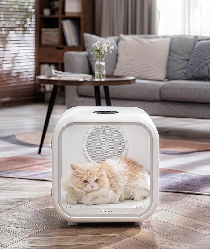 HomeRunPet Pet Dryer Box, 62L Automatic Cat Dryer with Patented Fresh Air Ventilation, Quiet 360° Even Drying, Smart Temperature Control, Ideal for Large Cats & Small Dogs (Drybo Pro)