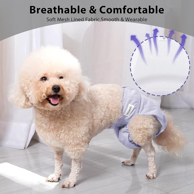 Vecomfy Reusable Female Dog Diapers for Medium Dogs,(4 Pack) Easy Absorbent Medium Doggie Diapers for Peeing,in Heat,Dog Period Panties,M