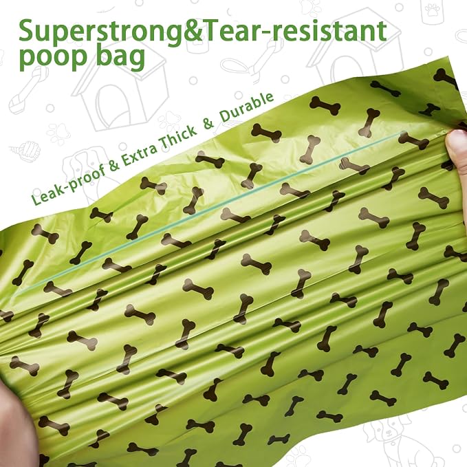 HZDHCLH Poop Bags for Dogs Leak Proof Extra Thick Dog Poop Bags, Green Bones 18 Rolls 9" x 13" Lavender Scented Pet Waste Bag, 270 Count