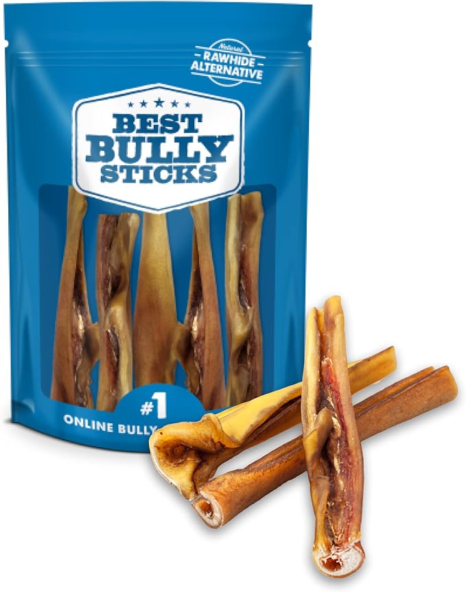 Best Bully Sticks Cheeky Beef Treats - 6 Inch 5 Count (Pack of 1) - Single Ingredient, 100% Grass-Fed, USA Packed, Long-Lasting, Odor Free Alternative to Bully Sticks