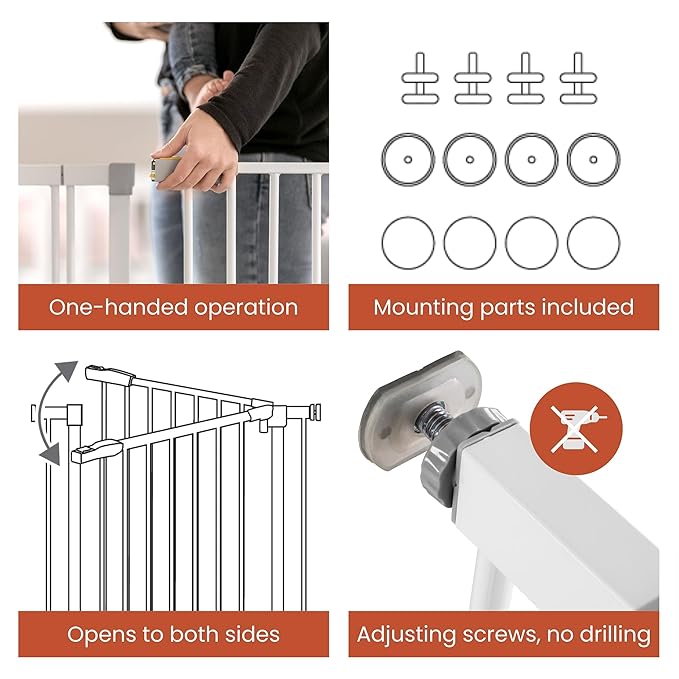 hauck Open N Stop Pressure Fit Baby and Pet Safety Gate, Accommodates 29 to 31" Wide Home Doorway, Stairway, or Hallway, White