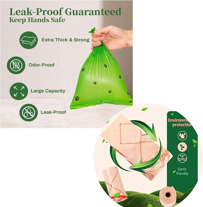 720 Count Compostable Lavender Scented Dog Poop Bags | Biodegradable, Extra Thick, Leak-Proof & Eco-Friendly | Free Dispenser Included | Vet-Approved for Dogs and Cats.