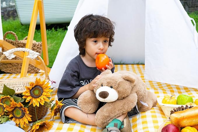 Niuniu Daddy 20" 3.3 lb Weighted Bear Stuffed Animal for Adults Kids, Giant Large Lying Teddy Bear Plush Toy, Soft Brown Bear Body Pillow for Sleeping, Gift for Christmas Birthday Holidays