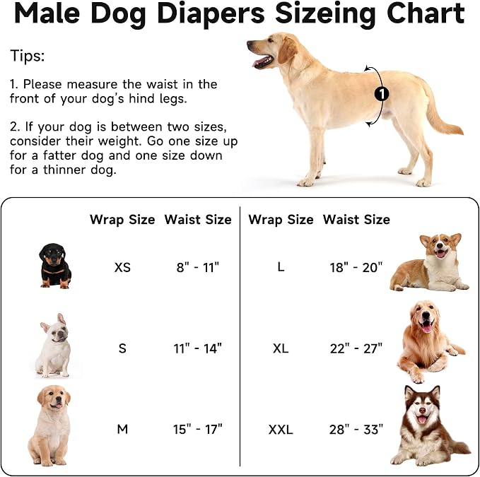 5 Pack Dog Diapers Male Reusable, Premium Belly Bands for Male Dogs, High Absorbing Male Dog Pee Wraps for Doggie in Incontinence or Excitable Urination and Training,Light Gray,L