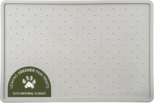 Hevea Dog Feeding Mat in Natural Rubber - Non Slip and Waterproof - Vegan, Plastic and Silicone Free Rubber Mat for Dog Bowls (Cloudy Grey)