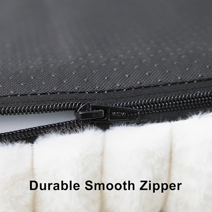 Waterproof Orthopedic Dog Bed for Medium Dogs, Medium Non-Slip Pet Beds with Sides, Egg-Crate Memory Foam Dog Couch for Crate Removable Washable Cover, Beige