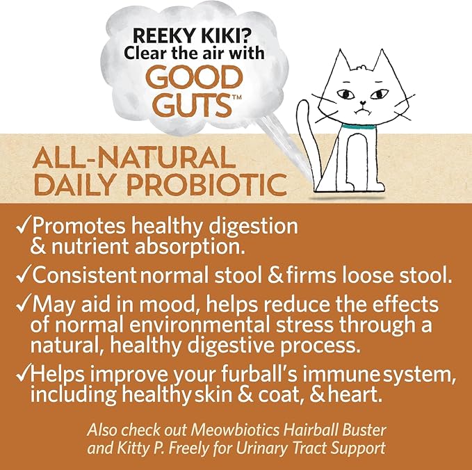 Meowbiotics Cat Probiotic Powder for Urinary, Gut, Immune Health, Variety Pack Kitty P. Freely Urinary Care, Hairball Buster, Good Guts Digestive Support Food Topper Supplement Made in USA 30d Supply