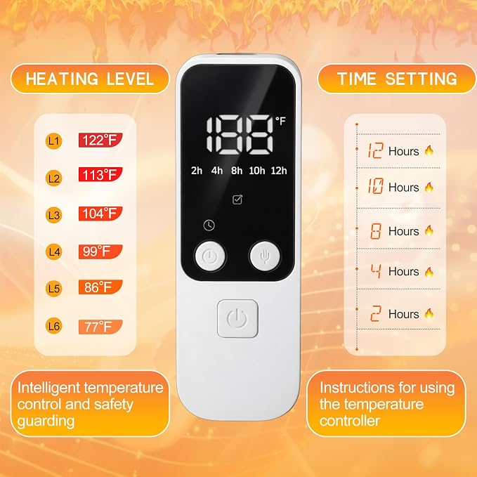 Remerry 2 Pcs Chicken Heated Pads 20 x 14 Inch Pet Heating Pad Small Animal Indoor Outdoor Heating Pad Adjustable Temperature Waterproof Heated Mat 30-Level Controller (25-60°c) with 10-Hour Timer