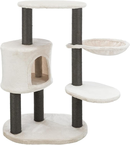 TRIXIE Moriles Cat Tower with Scratching Posts, Condo, Hammock, Padded Platform, Light Gray