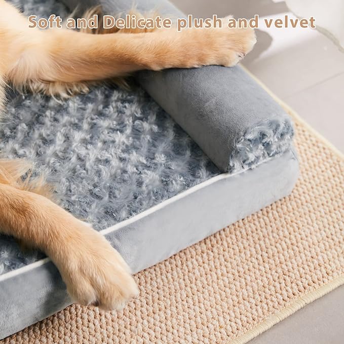 BFPETHOME Orthopedic Washable Dog Beds Large Sized Senior Dog for Comfy Sleeping with Removable Cover, Waterproof Big Soft Pet Couch Bed for Dogs Rerlax