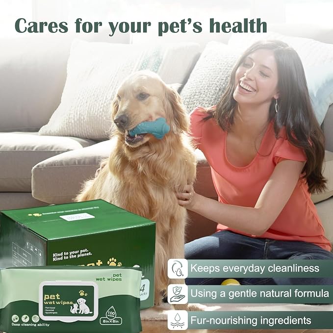 400 Pack Pet Grooming Wipes for Paws and Butt Unscented Hypoallergenic Dog Wipes Gentle Earth-Friendly Cleaning Wipes for Puppies, Kittens & Senior Pets Deodorizing Waterless Bathing Wipes