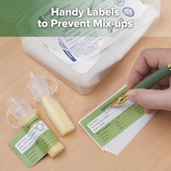 haakaa Silicone Colostrum Collector (0.2oz./6ml,6pcs) Pack - Collect, Store & Feed Colostrum Ready-to-Use Pack, Reusable Colostrum Syringes Set for Liquid Gold, Include Cloth Wipe and Storage Case