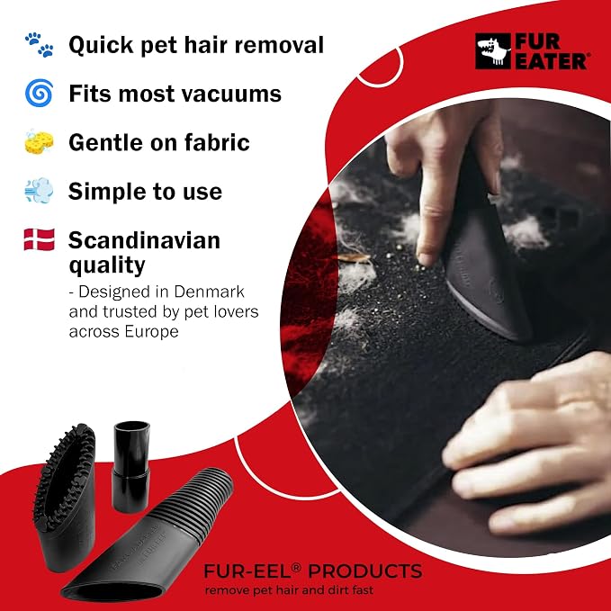 PRO 1.0 Pet Hair Remover Vacuum Attachment, Rubber Bristle Brush for Dog & Cat Hair, Fits 1-1/4, 1-3/8 & 1-1/2 in Round Hoses, for Car Detailing, Carpet, Couch & Upholstery