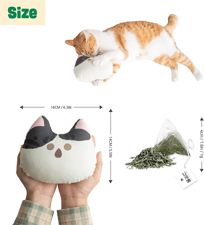 Gororong Premium Large 6" Cats Toy with Natural Catnip Inside for Indoor Cats - Bite Resistant & Refillable Cat Toys (Kong)