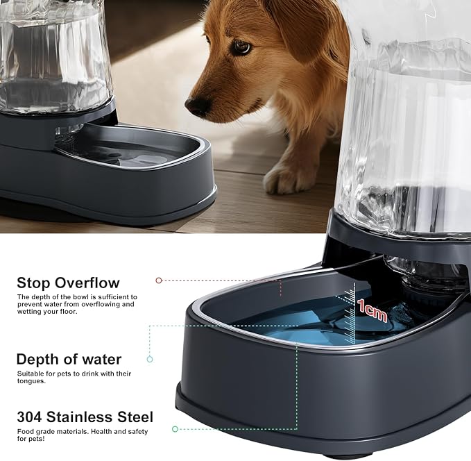 Gardner Pet Dog Water Stainless Steel Dispenser with Large Silicone Cat Food Water Mat for Floors Waterproof Anti-Slip