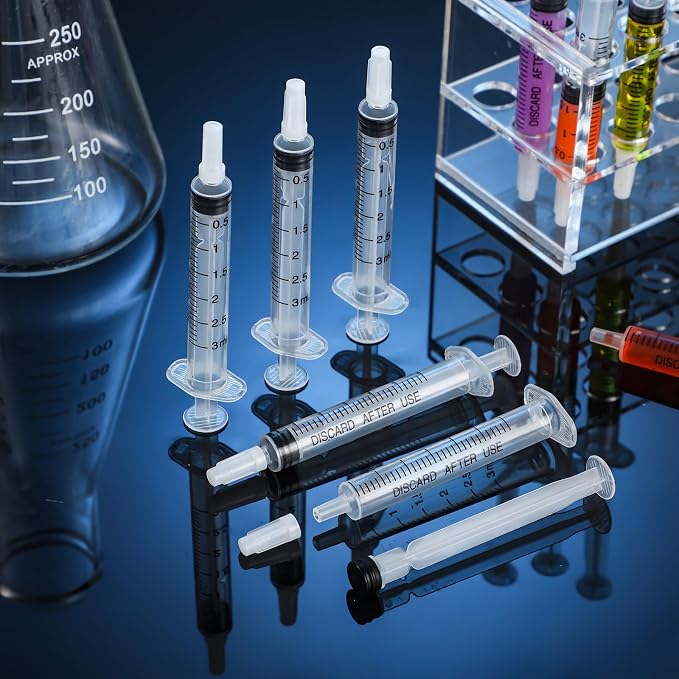 Zhengmy 100 Pack Bulk Plastic Syringe with Luer Slip Tip, Individually Sterile Sealed, Liquid Oral Syringe with Measure Scale No Needle for Pets Feeding(3 ml)