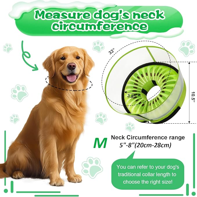 Inflatable Dog Cone Collar with Detachable Enhanced Anti-Licking Shield, Soft Neck Donut Collar for Dogs After Surgery, Adjustable Dog Cone Alternative for Large Medium Small Dogs & Cats