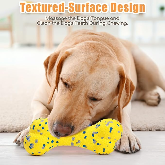 Moonorange 7.28" Indestructible Large Bone Balls for Aggressive Chewers Durable Stick Bouncy Interactive Chew Toy for Dogs Fetch Game Lightweight Floating Outdoor Training, Yellow