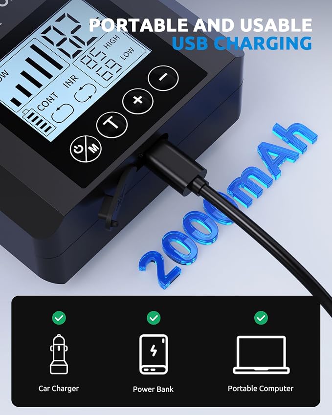 SEAOURA Digital Aquariums Thermometer with USB Rechargeable Portable Aerator
