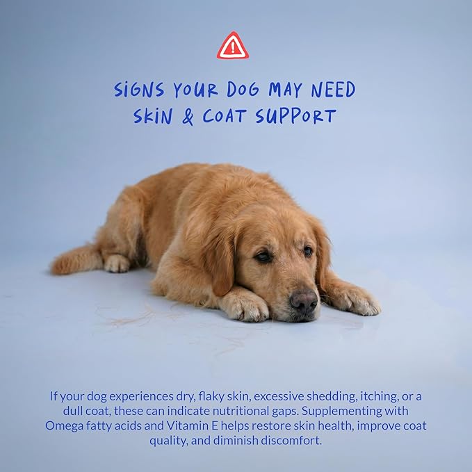 Omega 3 Fish Oil for Dogs 120 Tablets - Skin, Coat & Joint Support | Omega 3, 6 & 9 with Vitamin E. Supports skin & coat health, reduces shedding & dry skin. Promotes joint & heart function.