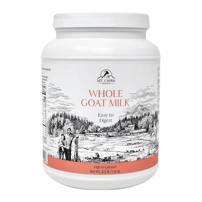 Mt. Capra Whole Goat Milk | Powder from Non-GMO, Grass-Fed Goats, Creamy, Great Tasting, Easy to Digest, A2 Milk | 40 Servings - 2.5 Pounds