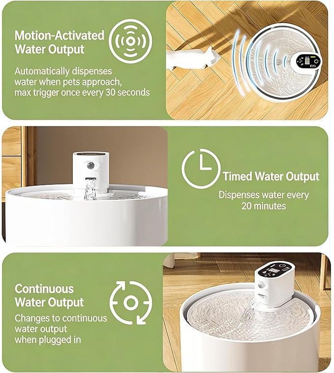 Cordless Ceramic Cat Water Fountain: 78oz/2.3L Automatic Super Silent Intelligent Sensor Cordless Pet Drinking Dispenser with 4000mAh Battery & 7 Filter Dog Water Bowl Dispenser - for Pets (Black)