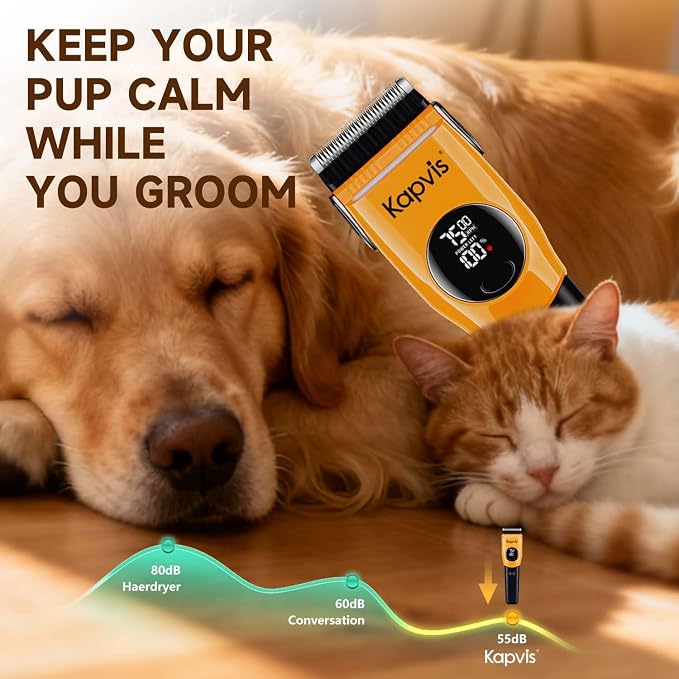 Dog Clippers for Grooming Thick Hair with LED Light,Cat Shaver,and Sheep Shears for Thick/Matted/Knotted/Fine/Curly Hair,Works with or Without Power Cord