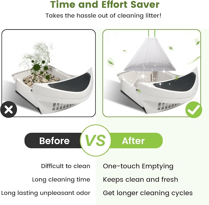 PETOCAT Cat Litter Liner Bags Compatible with Litter Box Robot 3, 4 and Most Self-Cleaning Litter Boxes, 67 Count drawstring Kitty Automatic Waste Drawer Liners, Disposable Pet Trash Replacement Bags