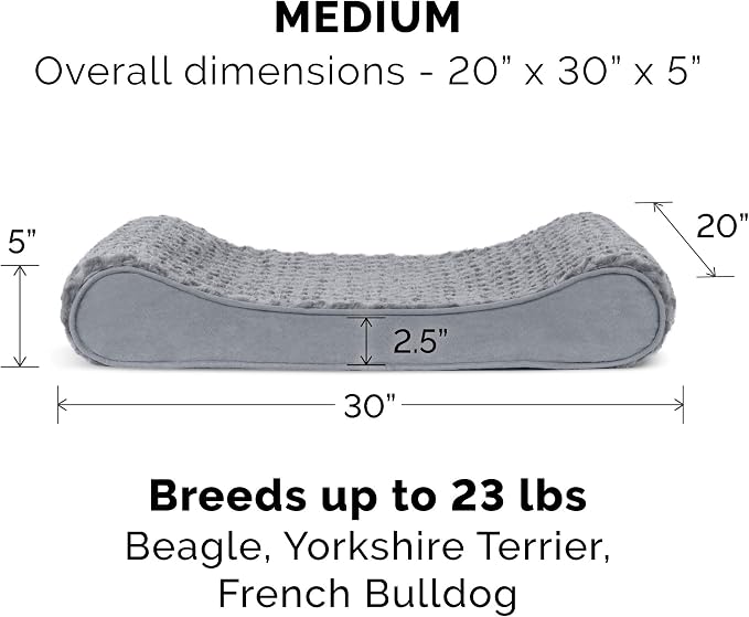 Furhaven Dog Bed Luxe Lounger Gray, Medium W/Same Size Waterproof Liner