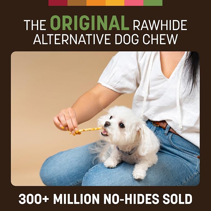 Earth Animal No Hide Stix - Long Lasting Rawhide Free Small Dog Chews Sticks, Pork - 20 Count Value Pack