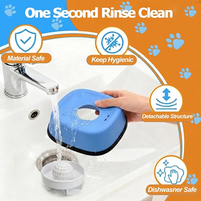 Slow Feeder Dog Bowl for Liquid Treats – Dog Lick Bowl with Rolling Ball, Anti-Slip Dog Enrichment Toy for Bone Broth and Yogurt, Calming Mental Stimulation for Small Medium Breeds-Blue