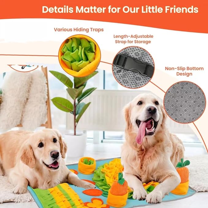 Snuffle Mat for Large Dogs, 32'' x 20'' Interactive Puzzle Sniff Mat Dog Food Mat, Durable Slow Feeder Dog Feeder Puzzle Toy for Training and Stress Relief, Easy to Clean