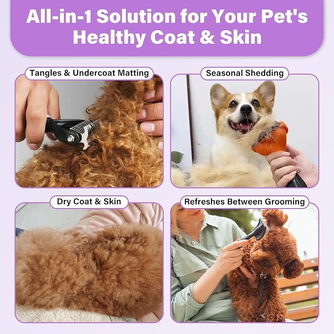 Pet Tear Stain Remover Balm with Pro Powder Brush,Dog Detangler Spray Dematting