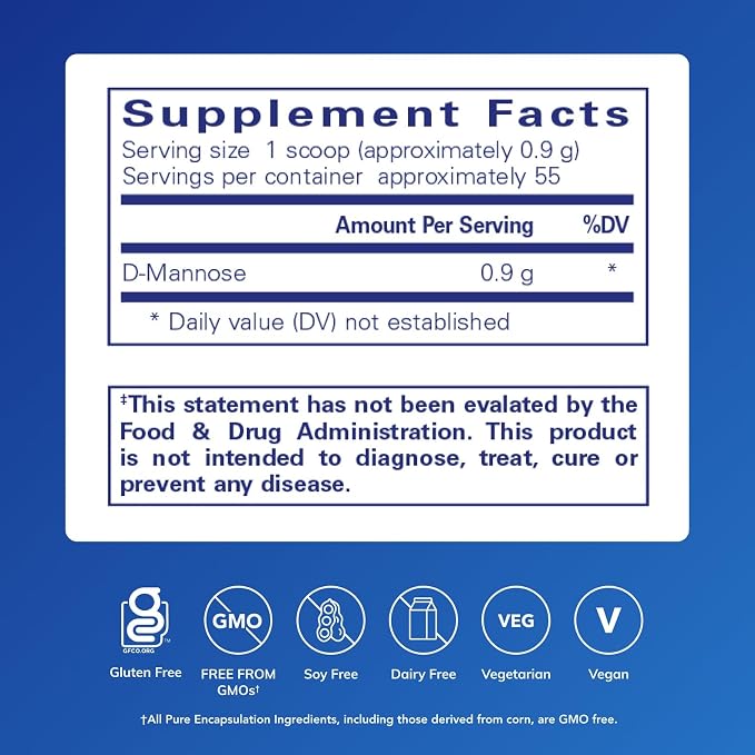 Pure Encapsulations D-Mannose Powder - for Urinary Tract Support - Urinary Tract Support & Bladder Health* - Easy Dissolve Powder - Non-GMO & Vegan - 1.76 oz