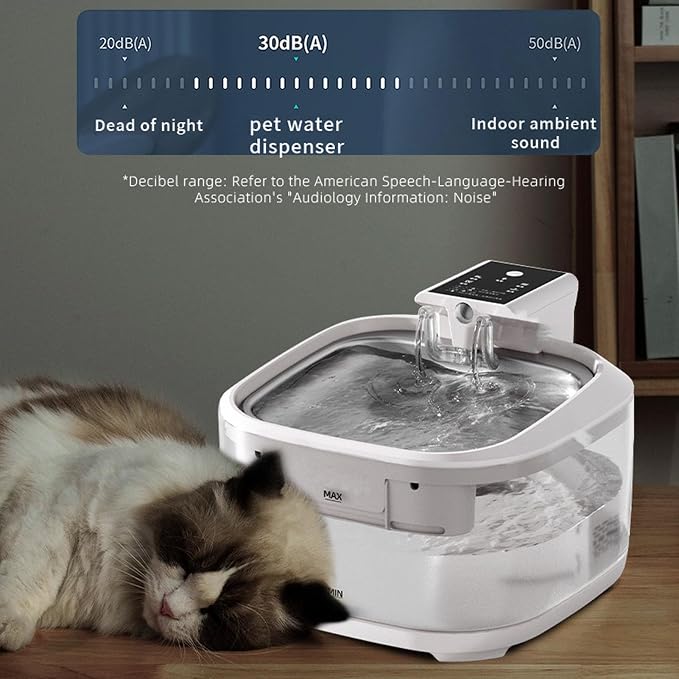 4.5L Stainless Steel Cat Water Fountain, Quiet Battery Operated Pet Water Fountain for Cats and Dogs with Motion Sensor, Ultra Quiet Pump, Multi Filtration with Auto Cycle System