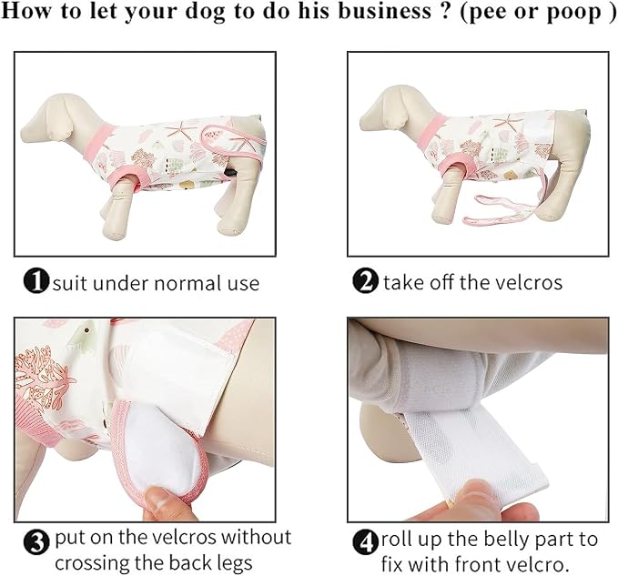 IDOMIK Dog Recovery Suit for Female Spay - Adjustable Anti-Licking Dog Post Surgery Onesie, Male Female Dog Neuter Spay Suits, Soft Abdominal Wound Bandage & E-Collar Cone Alternative