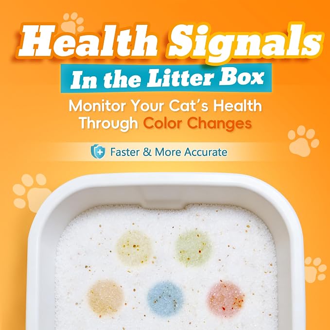 LMJP Health Monitoring Cat Litter — Super Odor Control, Color Changing for Early UTI Detection| 17.2lb, Non Clumping, Low Dust & Tracking, Micro Silica Crystals, Unscented — 3 Month Supply (4 x 4.3lb)