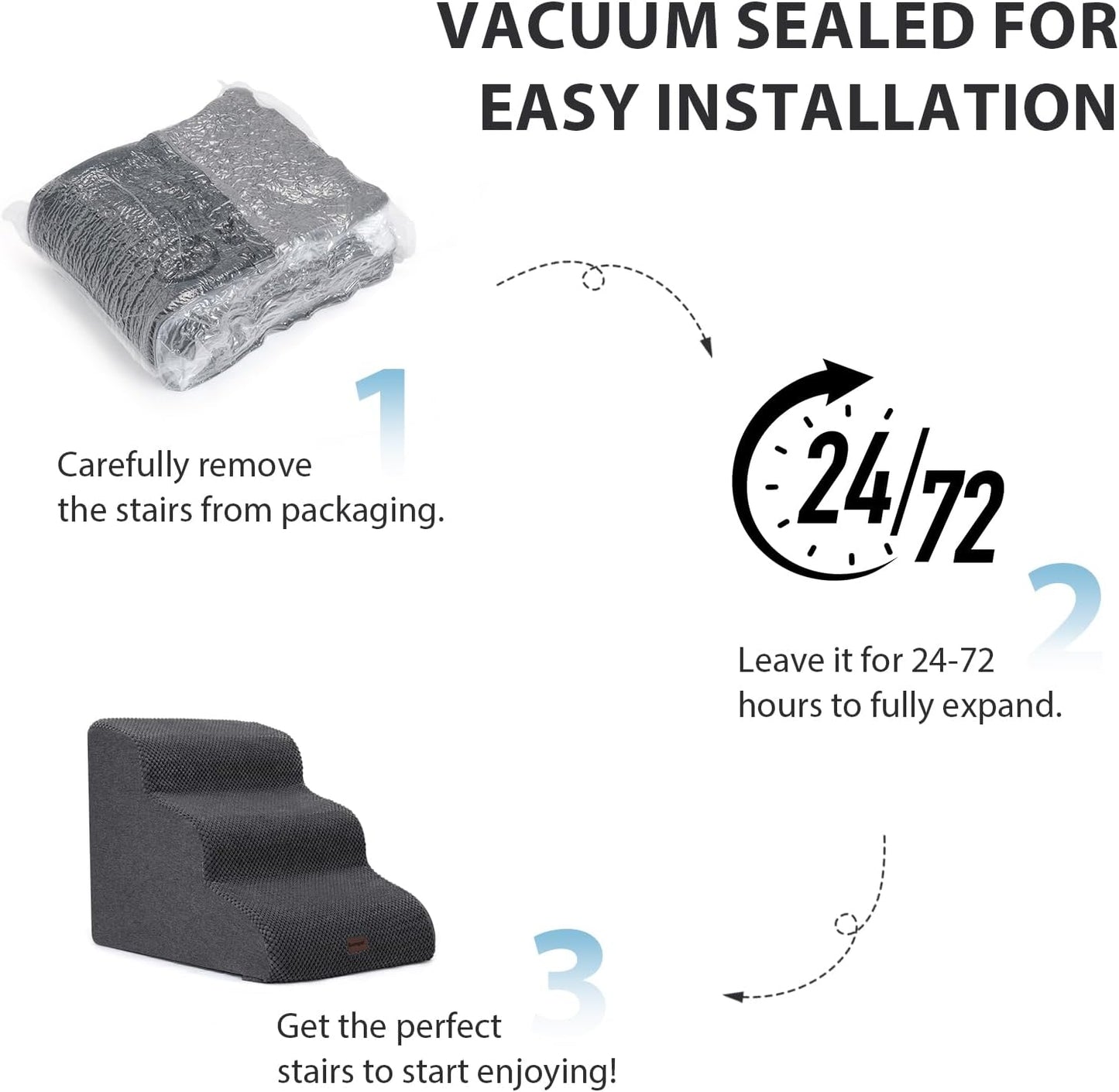 Dog Stairs for High Beds with Tunnel, 4-Step Dog Steps for Small Dogs and Cats, Foldable Pet Stairs for High Bed Climbing, Non-Slip Balanced Pet Step Indoor, Beige