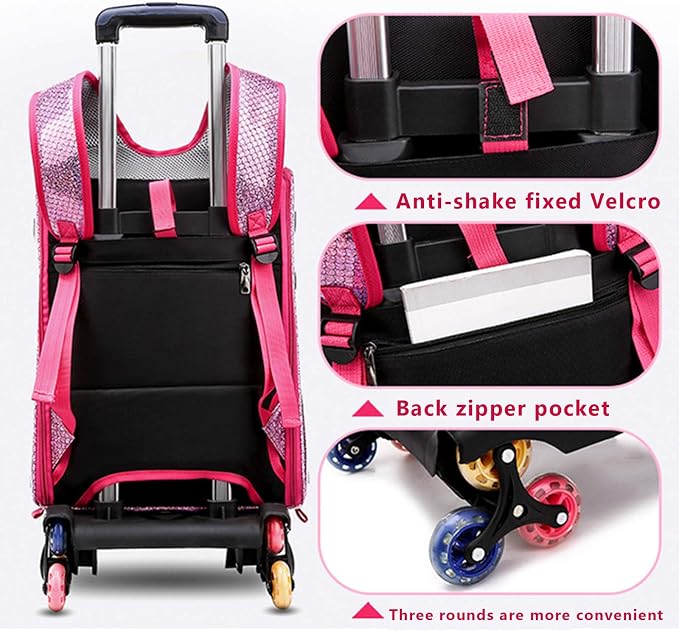 Pet Travel Rolling Carrier Backpack with Removable Wheels,Portable Foldable Breathable Airline Approved Hiking Soft-Sided Carrying Bag Trolley for Small Dogs And Cats with Mesh Ventilation Windows