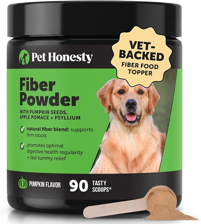 Pet Honesty Pumpkin Fiber Powder Supplement for Dogs - All Natural Dog Probiotic with Psyllium Husk, Pumpkin Seeds and Apple Pectin for Healthy Digestion (90 Scoops)