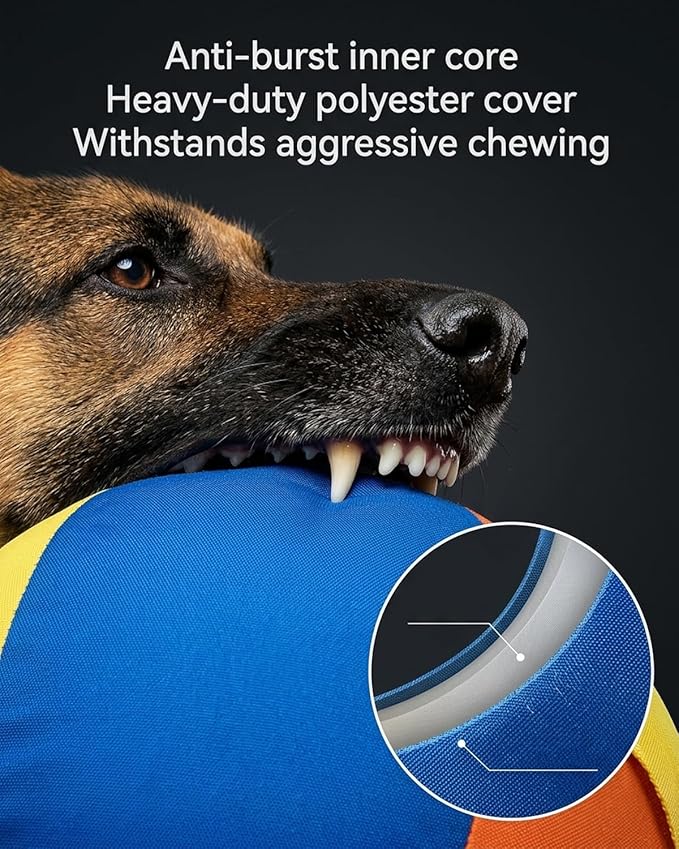 10/18/22" Calming Jumbo Ball for Dogs Durable Tear-Resistant Inflatable Big Ball Tough Herding for Play Exercise Toy with Heavy-Duty Handle Cover & Pump Fun Doggy Herding Dog Giant Tennis(A,18in)