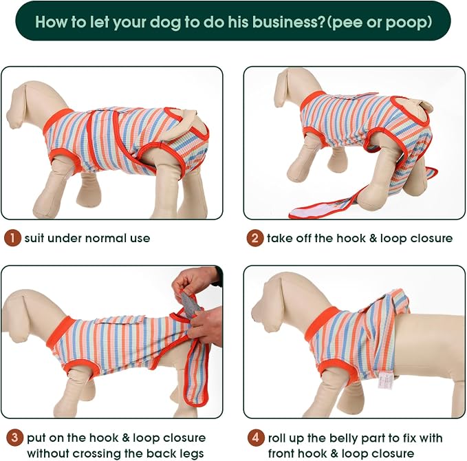 Kuoser Recovery Suit for Dogs Cats After Surgery, Professional Pet Recovery Shirt Dog Abdominal Wounds Bandages, Substitute E-Collar & Cone,Prevent Licking Dog Onesies Pet Surgery Recovery Suit